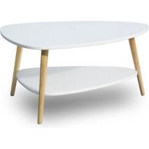 Viking Choice - Couchtisch aus Holz – 90 x 67 x 45 cm – weiß – 2 Tischplatten