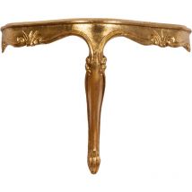 Wandregal aus Holz mit antikiertem Blattgold Finish. Made in Italy