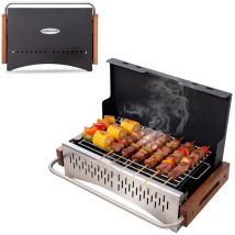 Homavo Barbecue Charbon De Bois Portable, Conception Pliable, Surface De Cuisson: 38,15 X 20,95 Cm, Adapté Pour Camping, Jardin, Balcon