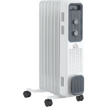 Oil Filled Radiator Portable Space Heater w/ 7 Fin, 3 Heat Settings - White - Homcom