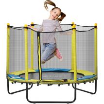 4.6FT Kids Trampoline w/ Enclosure, for Kids 3-10 Years - Yellow - Yellow - Homcom