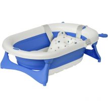 Homcom - Bañera Plegable para Bebé Recién Nacido hasta 3 Años 81,5x50,5x23,5 cm con Tapón Termosensible Cojín y Almohadillas Antideslizantes