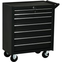 Carrello Officina 7 Cassetti Con Serratura, Ruote E Maniglia Nero - Durhand