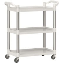 Carrello Portaoggetti a 3 Livelli in pp e Alluminio Bianco e Argento - Homcom