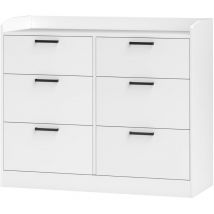 Cassettiera Moderna 6 Cassetti con Bordi Rialzati in Legno Bianco - Homcom