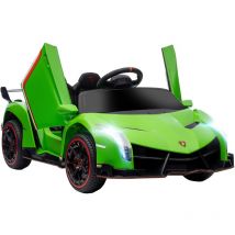 Homcom - coche eléctrico lamborghini para niños de 3 a 6 años puerta de tijera con control remoto MP3 luces y cinturón de seguridad 111x61x45 cm