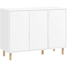 Credenza Cucina con 2 Armadietti a 3 Ripiani in Legno Bianco - Homcom