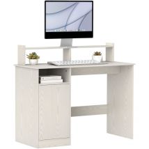 HOMCOM escritorio con estantería moderno con puerta compartimentos abiertos y soporte para monitor para dormitorio hogar oficina 108x50x94 cm crema