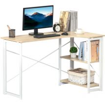 Homcom - L-Shape Folding Computer Desk Study Workstation with 2 Shelves Oak Tone