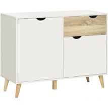 Homcom - Free Standing Sideboard Storage Cabinet, Accent Cupboard with Drawer - White