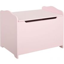 Coffre malle de rangement coffre à jouets dim. 60L x 40l x 48H cm vérin pneumatique mdf rose