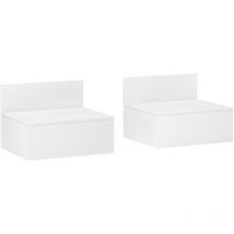 HOMCOM juego de 2 mesitas de noche flotantes mesillas de noche para dormitorio con cajón mesas de noche para habitación hogar 43x36,5x30,5 cm blanco
