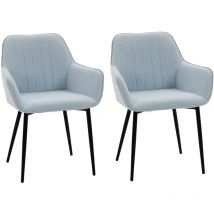 Homcom - Pack de 2 sillas de comedor sillas decorativas tapizadas en lino sillas de cocina con respaldo reposabrazos y patas de metal 59,5x56,5x81 cm