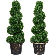 Homcom - Künstliche Pflanzen 2er-Set, UV-beständige Kunstpflanze im Blumentopf, 90 cm Zimmerpflanze Buchsbaum für Indoor, Outdoor