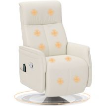 Homcom - Massage Reclining Chair with Adjustable Backrest, Cream White