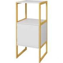 Mobile Colonna Bagno con Ripiano Aperto e Anta a Pressione Bianco - Homcom