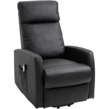 Homcom - Poltrona in Pelle pu Nera Alzapersona e Reclinabile con Telecomando