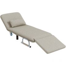 HOMCOM Poltrona Letto e Chaise Longue Schienale Regolabile a 3 Livelli Grigio