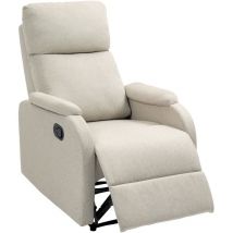 HOMCOM Poltrona Relax Reclinabile Manuale in Tessuto con Poggiapiedi Beige