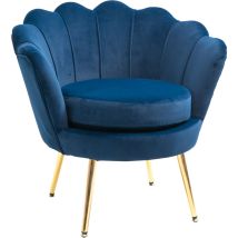Poltroncina Da Camera In Velluto Blu Poltrona Vintage Di Design - Homcom