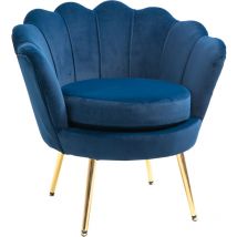 Homcom - Poltroncina da Camera in Velluto Blu Poltrona Vintage di Design