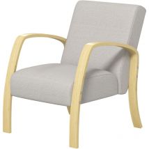 Homcom - Poltroncina da Camera Stile Nordico in Tessuto e Legno di Betulla Grigio