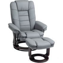 Homcom - Relaxsessel mit Hocker 360°Drehbarer Fernsehsessel mit Liegefunktion TV-Sessel Ruhesessel bis 130 kg belastbar für Wohnzimmer Kunstleder,