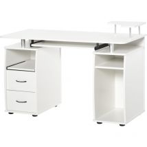 Scrivania Moderna in Truciolato e Acciaio con Cassetti e Ripiani Bianca - Homcom