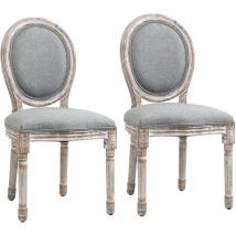 Set 2 Sedie da Pranzo Classiche Imbottite, in Legno e Tessuto Grigio - Homcom