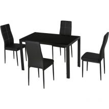 Set 5 Pezzi con 1 Tavolo e 4 Sedie per Cucina o Sala da Pranzo Nero - Homcom