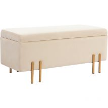 Homcom - Sitzbank mit Stauraum Polsterbank mit Samtoptik, Sitztruhe mit Metallbeine, Truhenbank für Wohnzimmer Schlafzimmer Flur 100 x 40 x 42 cm,