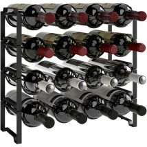 Homcom - Weinregal Flaschenregal für 16 Weinflaschen, Flaschenhalter Aufbewahrungsregal aus Metall, Weinflaschenregal für Küche, Esszimmer Schwarz