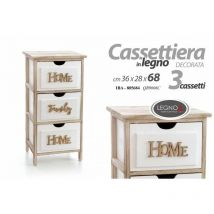 Gicos - Home Cajonera familiar madera blanca cm 36 x 28 x 68 h