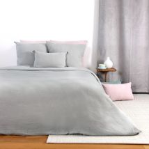 Parure De Lit En Double Gaze De Coton Gris Clair 140x200 Cm