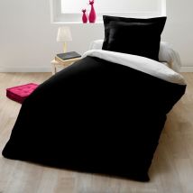 Parure de couette bicolore coton 57 fils 140x200 cm- Noir