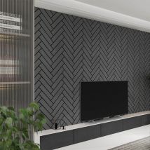 Home Deluxe - Akustikpaneel Fischgrätenoptik Black Oak 80 x 40 cm Holz Akustikpaneele Wandpaneel Akustik