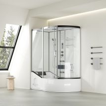 Home Deluxe - Dampfdusche mit Whirlpool allin 4IN1 - 170 x 90 Weiß Rechts Dampfdusche Duschkabine Duschtempel Dampfsauna
