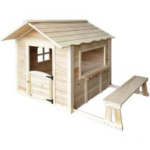 Home Deluxe - Casetta da gioco il grande palazzo - 106 x 111 cm Colore: Naturale, Caratteristiche: Con panca