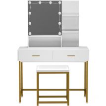 HOME DELUXE - Coiffeuse avec miroir et éclairage LED KASIA