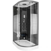 HOME DELUXE - Douche à vapeur avec cascade et hammam BLACK PEARL Couleur : noir, Dimension : 120 x 80 cm Droite