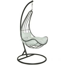 Fauteuil suspendu en poly rotin cama avec structure et housse de pluie - Gris Equipement : Avec housse de pluie - Home Deluxe