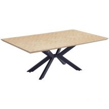 Home Deluxe - Grupo de comedor cuadrado avencia incl. base en forma de estrella - 200 x 120 cm Roble espina de pescado 6 sillas Equipo 6 sillas