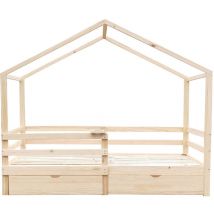 HOME DELUXE - Lit d'enfant avec tiroirs WOLKENLAND Couleur : Naturel, Dimension : 90 x 200 cm