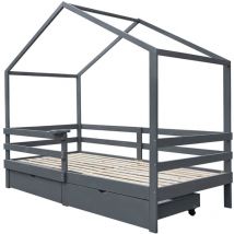 HOME DELUXE - Lit d'enfant avec tiroirs WOLKENLAND Couleur grise, Dimension : 90 x 200 cm