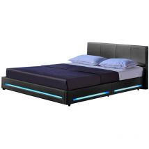HOME DELUXE - Lit LED ASTEROID Couleur : Gris foncé, Dimension : 180 x 200 cm