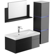 HOME DELUXE - Ensemble complet de meubles de salle de bains WANGEROOGE BIG Made in Germany Couleur : noir, Taille : L