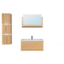 HOME DELUXE - Ensemble complet de meubles de salle de bains WANGEROOGE BIG Couleur : bois, Taille : L