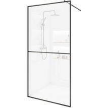 HOME DELUXE - Paroi de douche en verre trempé BAKI noir 2 grilles Dimensions : 100 x 200 cm