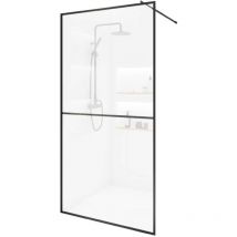 HOME DELUXE - Paroi de douche en verre trempé BAKI noir 2 grilles Dimensions : 90 x 200 cm
