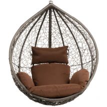 Poltrona sospesa in polyrattan cielo Colore: marrone, attrezzatura: cestino e cuscino - Home Deluxe